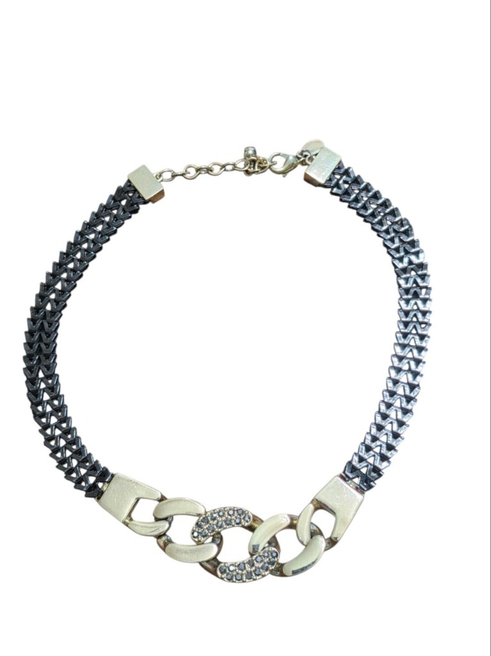 Express Black Gold Chunky Chain link Necklace 17" Adjustable